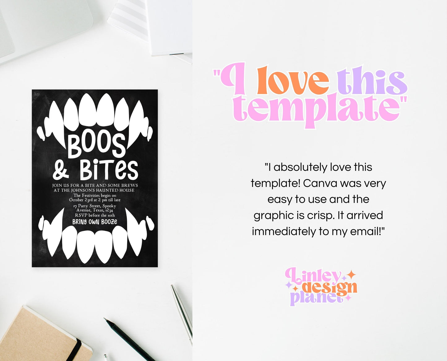 Editable Halloween Costume Party Invitation, Halloween Booze Party Invite, Printable Vampire Invite, Boos And Bites Invitation