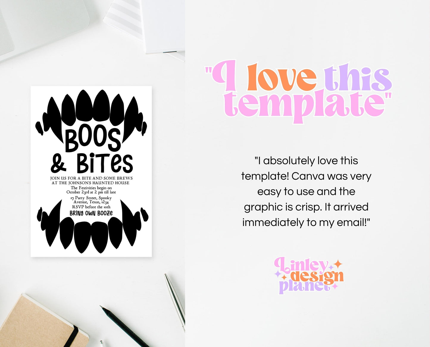 Editable Halloween Vampire Party Invitation, Halloween Booze Party Invite, Printable Halloween Costume Party Invite, Boos And Bites Invite