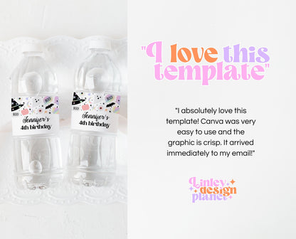 Editable Pastel Halloween Birthday Water Bottle Label, Holographic Halloween Bottle Stickers, Pastel Halloween, Template, Printable, PHBP02