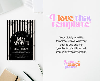 Editable Halloween Baby Shower Invitation, Gender Neutral Halloween Baby Shower Invitation Template, Spider Web Baby Shower Invite, HBSC02