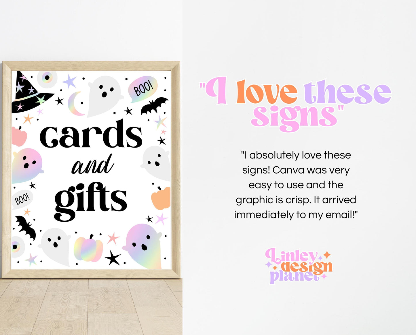 Editable Pastel Halloween Birthday Sign Bundle, Girl Halloween Sign Set, Holographic Halloween, Pink And Purple, Template, Printable, PHBP02