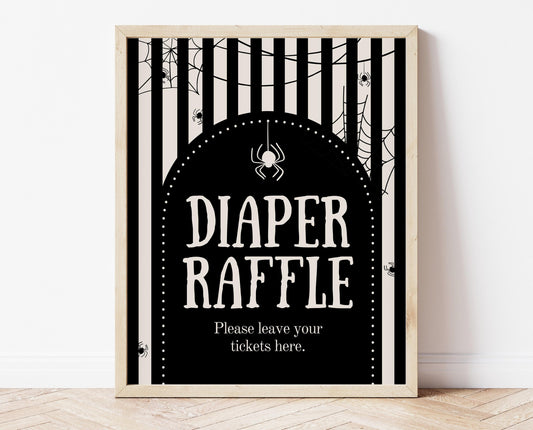 Diaper Raffle Sign Halloween Baby Shower, Halloween Baby Shower Game Sign, Printable Halloween Sign, Spider Halloween Baby Shower, HBSC02