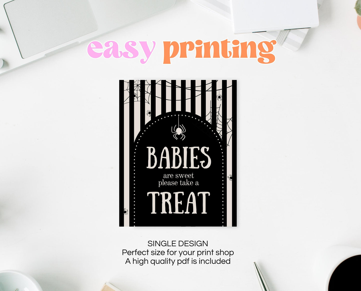 Babies Are Sweet Sign Halloween Baby Shower, Halloween Baby Shower Sign, Printable Halloween Sign, Dark Spider Halloween Baby Shower, HBSC02