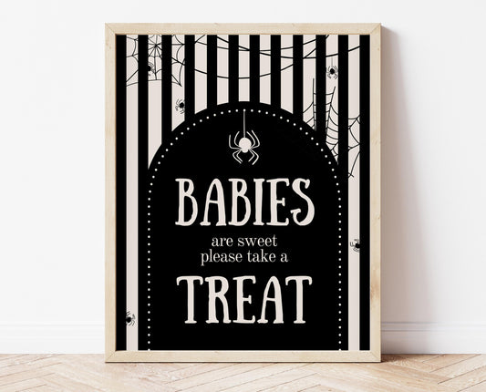 Babies Are Sweet Sign Halloween Baby Shower, Halloween Baby Shower Sign, Printable Halloween Sign, Dark Spider Halloween Baby Shower, HBSC02