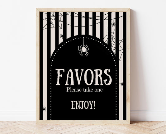 Favors Sign Halloween Baby Shower, Black Halloween Baby Shower Sign, Printable Halloween Sign, Spider Halloween Baby Shower, HBSC02
