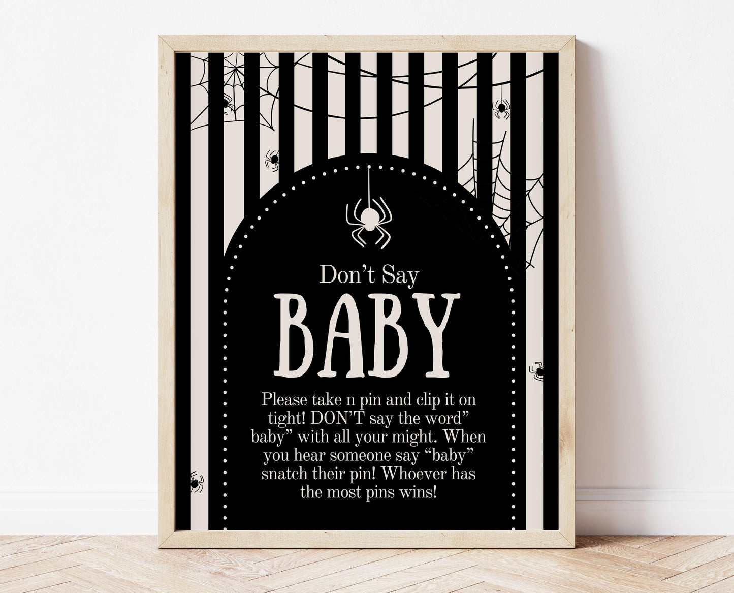 Don't Say Baby Sign Halloween Baby Shower, Halloween Baby Shower Game Sign, Printable Halloween Sign, Spider Halloween Baby Shower, HBSC02