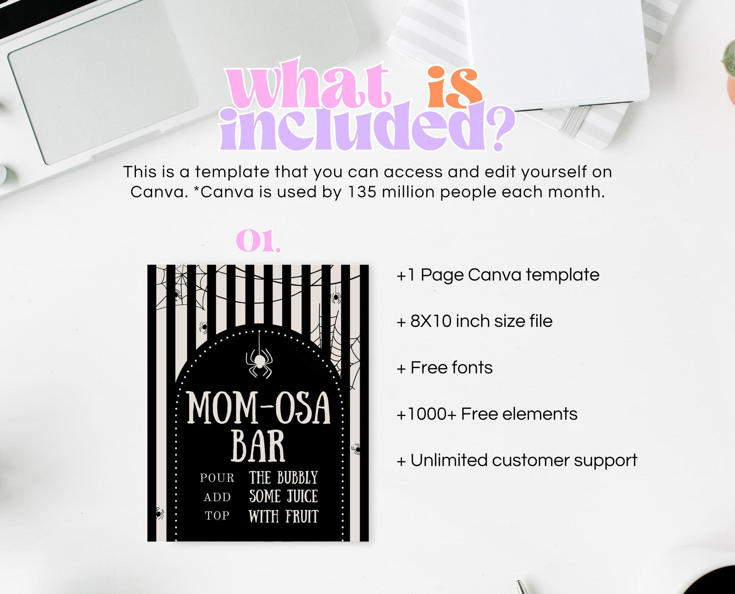 Mom-osa Sign Halloween Baby Shower, Halloween Baby Shower Mimosa Sign, Printable Halloween Sign, Spider Baby Shower Sign Halloween, HBSC02