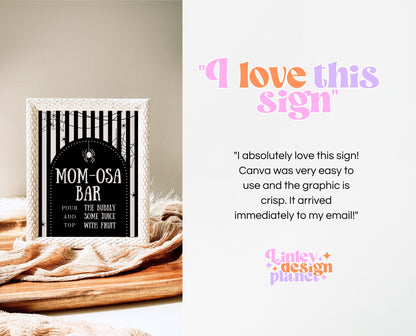 Mom-osa Sign Halloween Baby Shower, Halloween Baby Shower Mimosa Sign, Printable Halloween Sign, Spider Baby Shower Sign Halloween, HBSC02