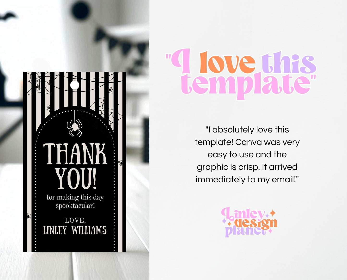 Editable Halloween Baby Shower Favor Tag, Gender Neutral Halloween Baby Shower Thank You Tag, Spider Web Baby Shower, HBSC02