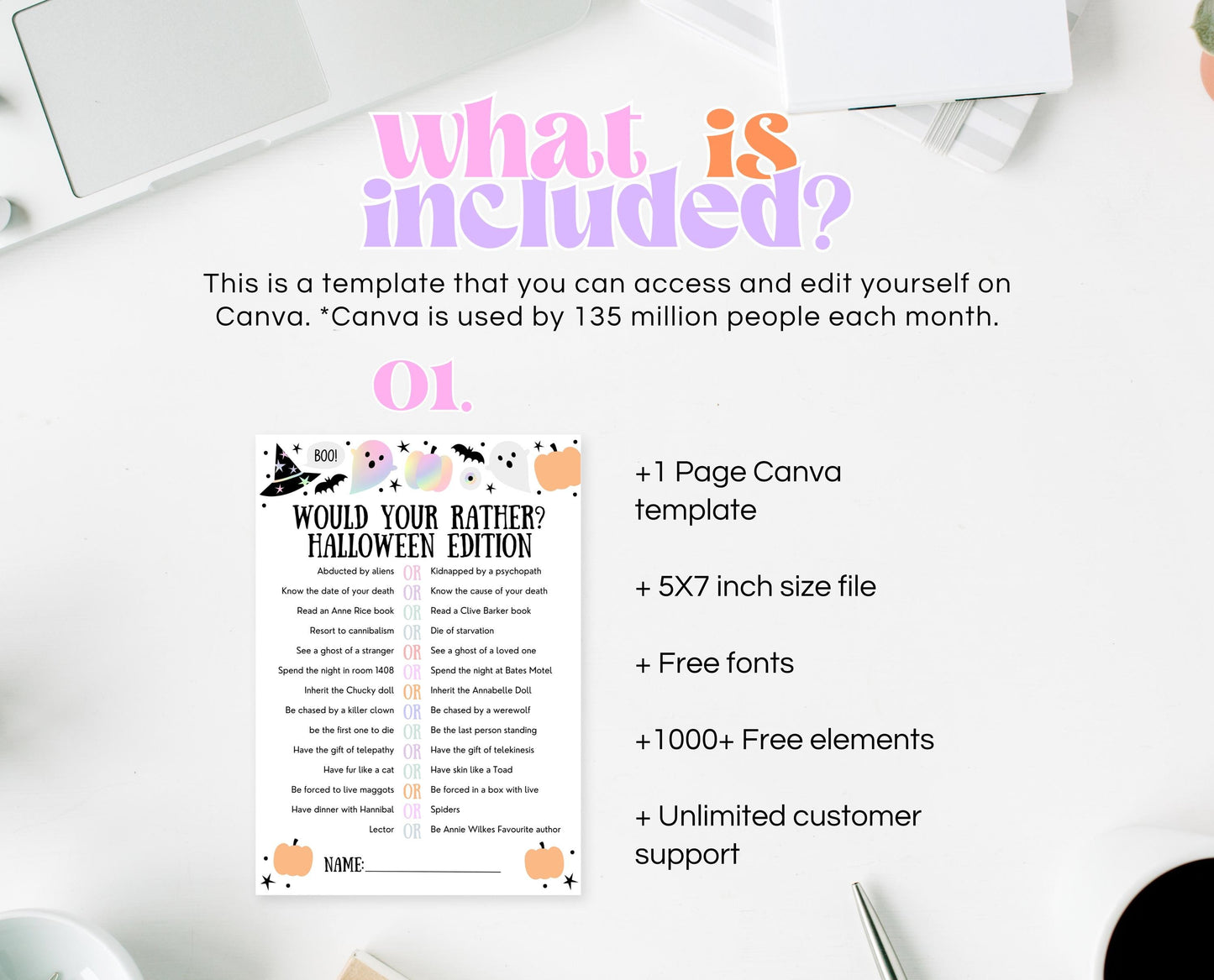 Halloween What Would You Rather Game, Halloween Trivia Game Template, Halloween Party Game, Halloween Printable Games, Halloween Party Games