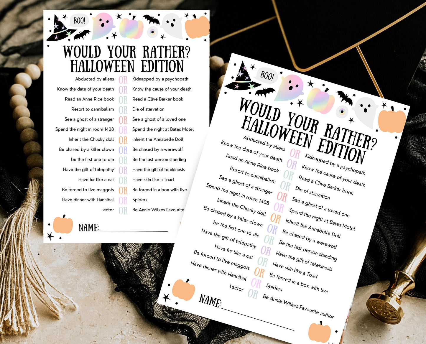 Halloween What Would You Rather Game, Halloween Trivia Game Template, Halloween Party Game, Halloween Printable Games, Halloween Party Games