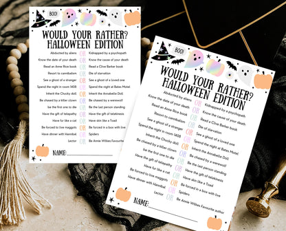 Halloween What Would You Rather Game, Halloween Trivia Game Template, Halloween Party Game, Halloween Printable Games, Halloween Party Games