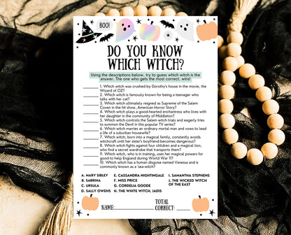 Halloween Witch Matching Game, Which Witch Game, Halloween Printable Games, Witches Game, Scary Movie Witch Game Template