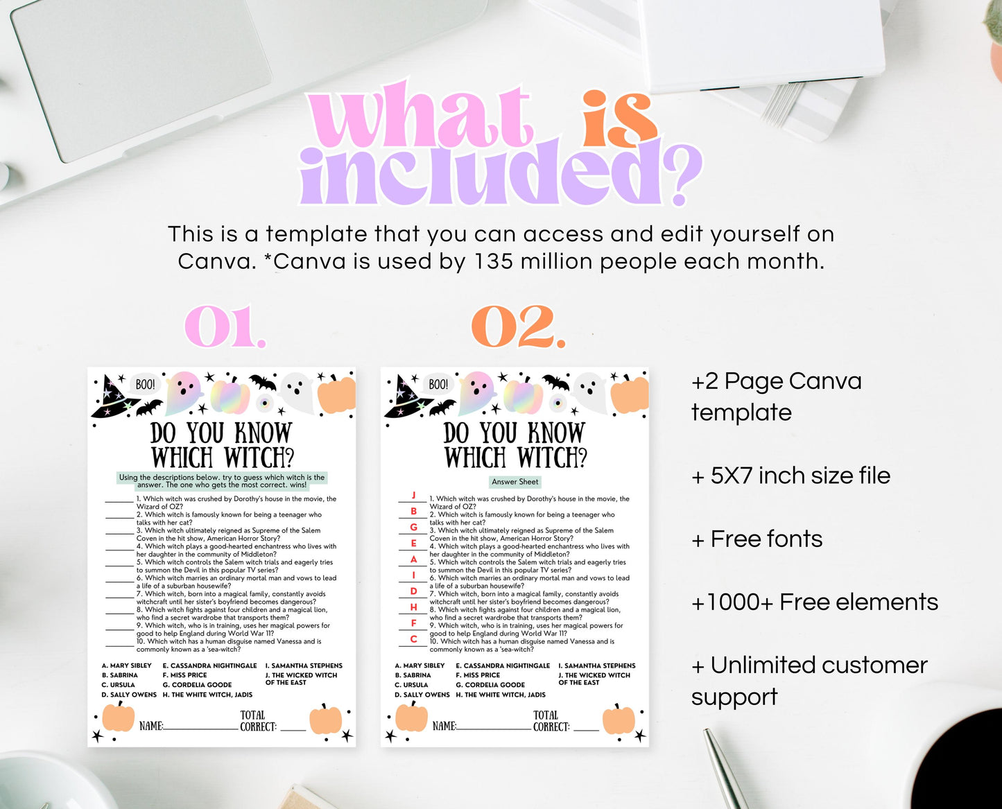 Halloween Witch Matching Game, Which Witch Game, Halloween Printable Games, Witches Game, Scary Movie Witch Game Template