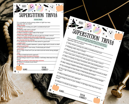 Halloween Superstition Trivia Game Template, Halloween Trivia, Halloween Party Game, Halloween Fun Games, Halloween Family Party Game