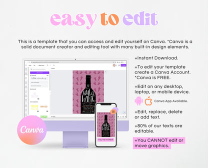 Editable Halloween Wine Invitation, Haunted House Party Invite, Hallo-wine, Printable Halloween Alcohol Invite, Halloween House Party Invite