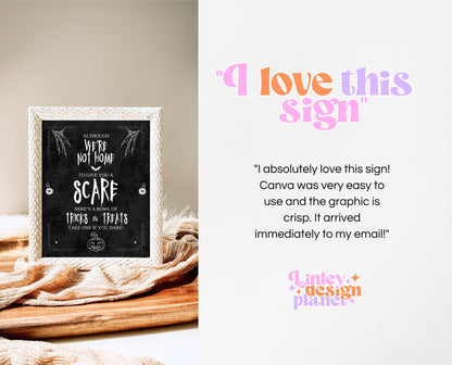 Editable Halloween Trick Or Treat Sign, Halloween Away From Home Sign, Printable Halloween Sign, Please Take One Sign Halloween, Download