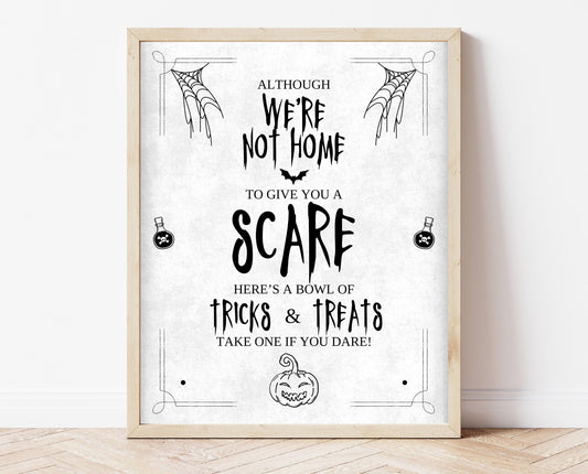 Editable Halloween Trick Or Treat Sign, Halloween Away From Home Sign, Printable Halloween Sign, Please Take One Sign Halloween, Download
