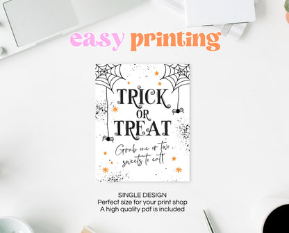 Printable Please Take One Treat Sign, Halloween Trick-Or-Treat Sign, Passing Out Candy, Please Take a Treat Sign, Halloween Candy Sign