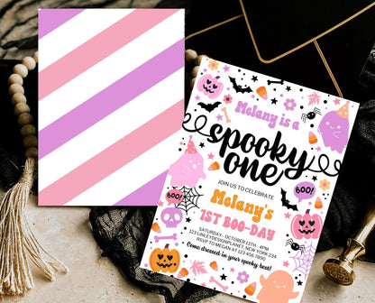 Editable Halloween Spooky One Birthday Invitation, Halloween First Birthday Invitation, Spooky Invitation, Halloween Invite Template, PHBP01