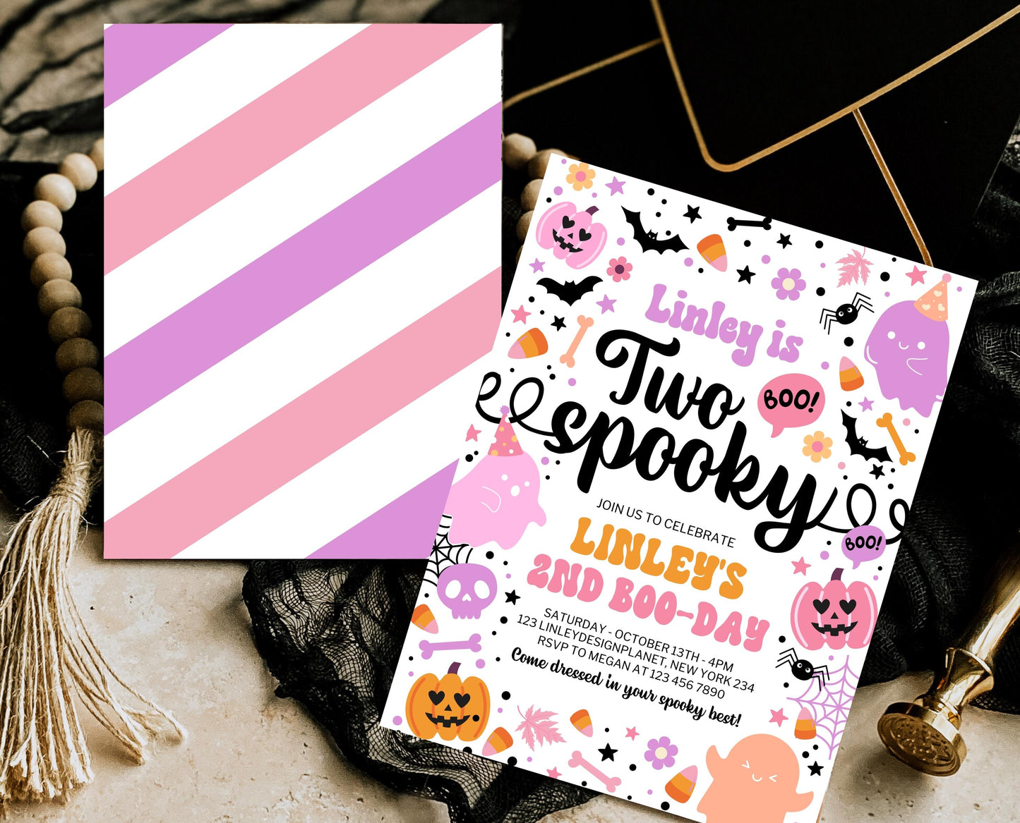 Editable Two Spooky Birthday Invitation, Halloween Second Birthday Invitation, Spooky 2nd Invitation, Halloween Invite Template, PHBP01