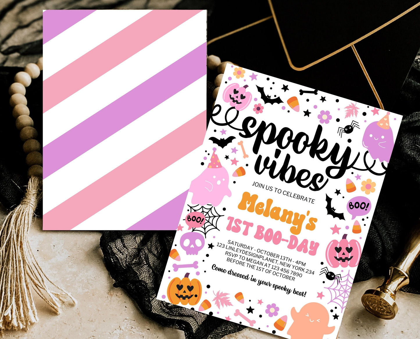 Editable Spooky Vibes Birthday Invitation, Halloween Birthday Invitation, Spooky Invitation, Halloween Invite Template, Printable, PHBP01