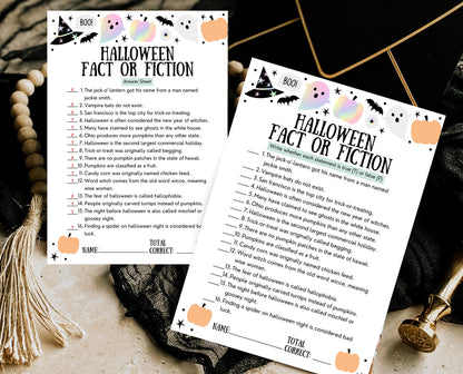 Halloween Fact Or Fiction Game Template, Halloween True Or False, Halloween Party Game, Printable Halloween Family Game, Instant Download