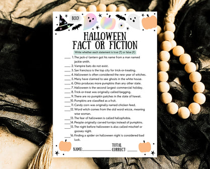 Halloween Fact Or Fiction Game Template, Halloween True Or False, Halloween Party Game, Printable Halloween Family Game, Instant Download