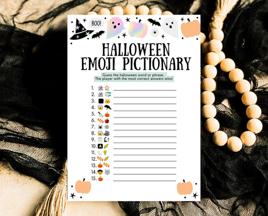 Halloween Emoji Pictionary Game Template, Halloween Emoji Game, Halloween Party Game, Printable Halloween Family Game, Instant Download