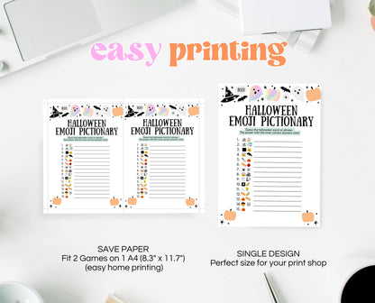 Halloween Emoji Pictionary Game Template, Halloween Emoji Game, Halloween Party Game, Printable Halloween Family Game, Instant Download