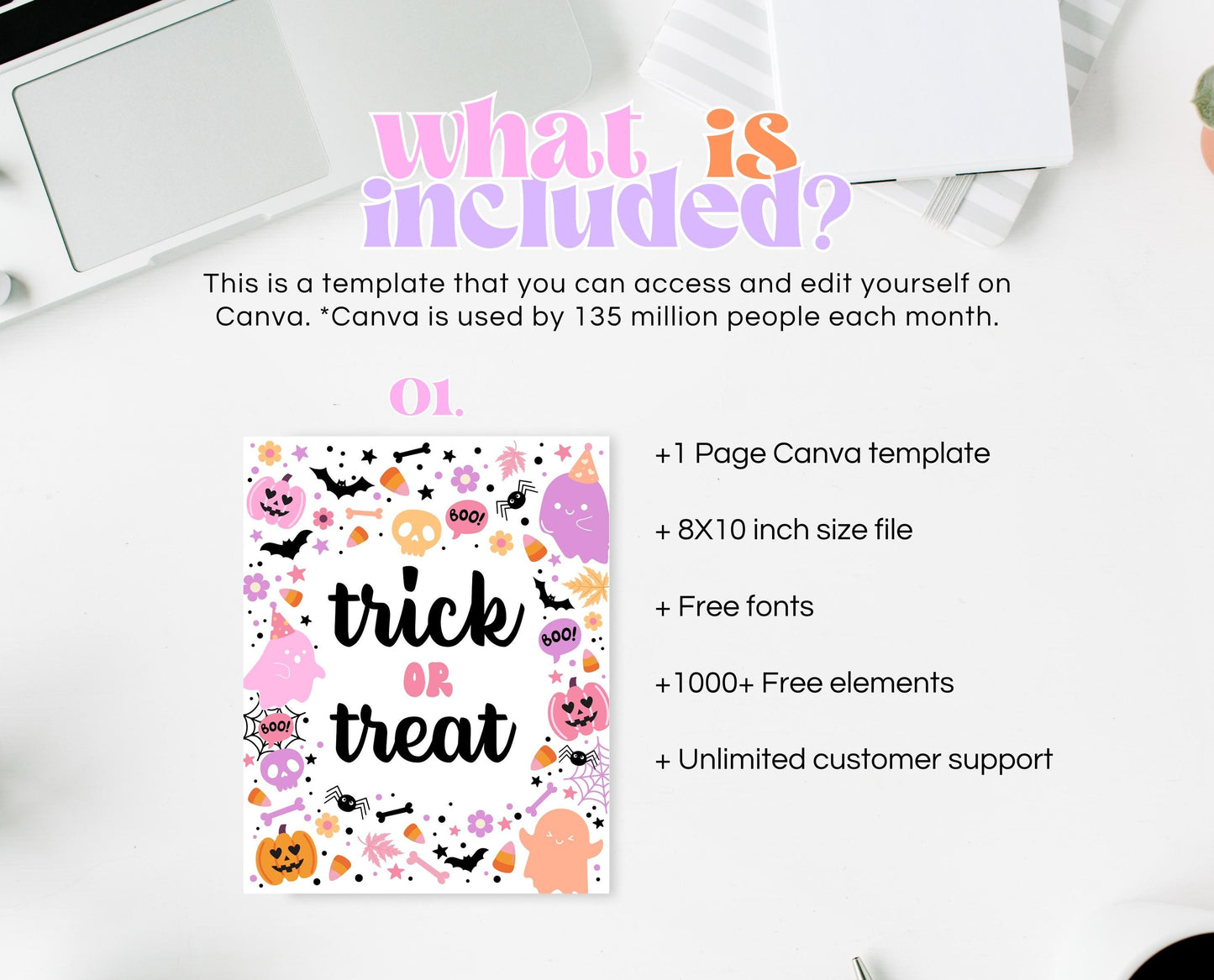 Trick Or Treat Sign Spooky Birthday, Halloween Birthday Decor Sign, Spooky Party Sign, Pink And Purple Halloween Decor, Printable, PHBP01