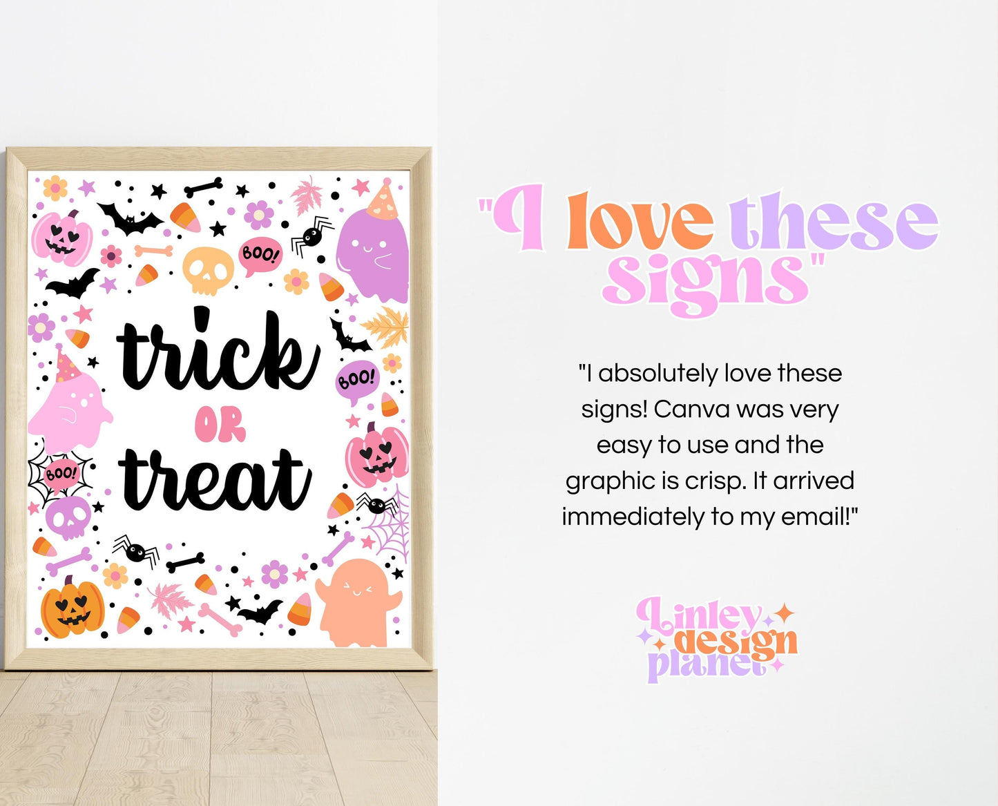 Editable Spooky Birthday Sign Bundle, Halloween Birthday Sign Seet, Spooky Party Sign, Pink And Purple, Template, Printable, PHBP01