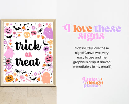 Editable Spooky Birthday Sign Bundle, Halloween Birthday Sign Seet, Spooky Party Sign, Pink And Purple, Template, Printable, PHBP01
