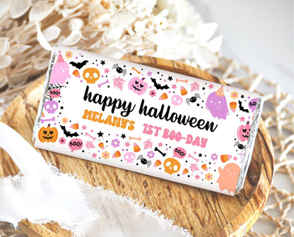 Editable Spooky Birthday Chocolate Wrapper, Halloween Birthday Tent Cards, Spooky Candy Wrapper, Halloween Tags Template, Printable, PHBP01