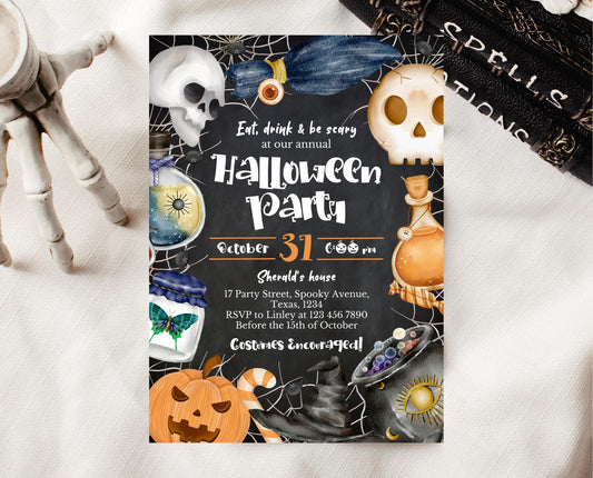 Editable Halloween Invitation, Spooky Halloween Party Invite, Printable Halloween Family Invite, Scary Halloween Invitation, Dark Invite