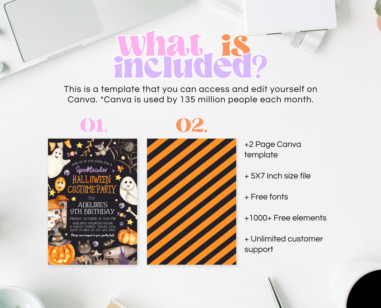 Editable Halloween Costume Party Invitation, Spooky Halloween Birthday Party invite, Printable Halloween Birthday Invite, Pastel Halloween