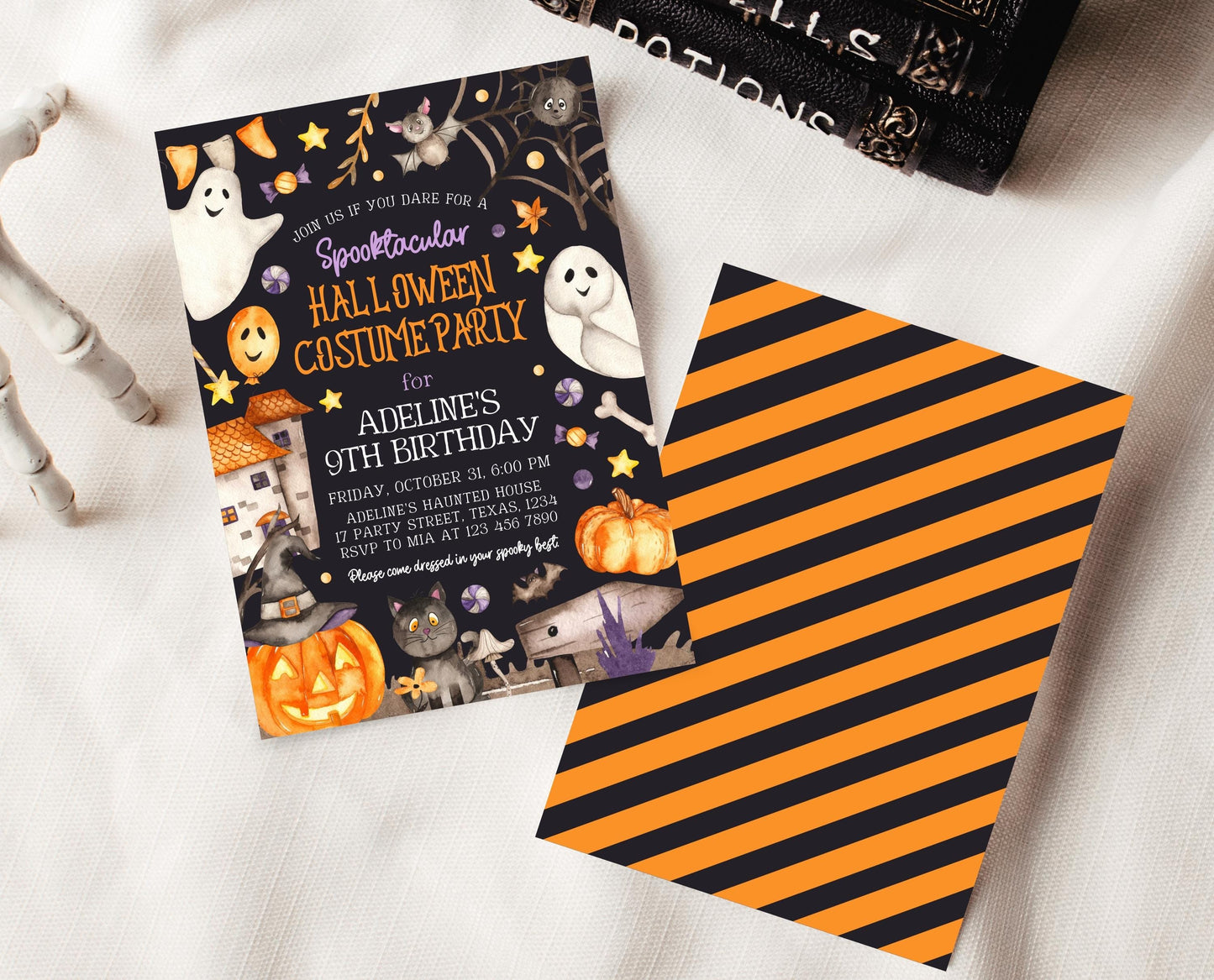 Editable Halloween Costume Party Invitation, Spooky Halloween Birthday Party invite, Printable Halloween Birthday Invite, Pastel Halloween