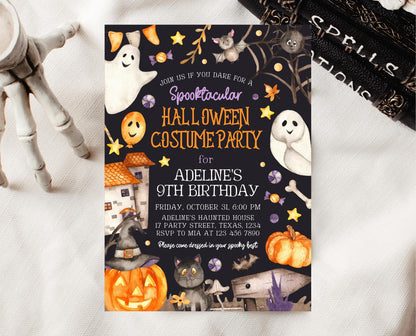 Editable Halloween Costume Party Invitation, Spooky Halloween Birthday Party invite, Printable Halloween Birthday Invite, Pastel Halloween