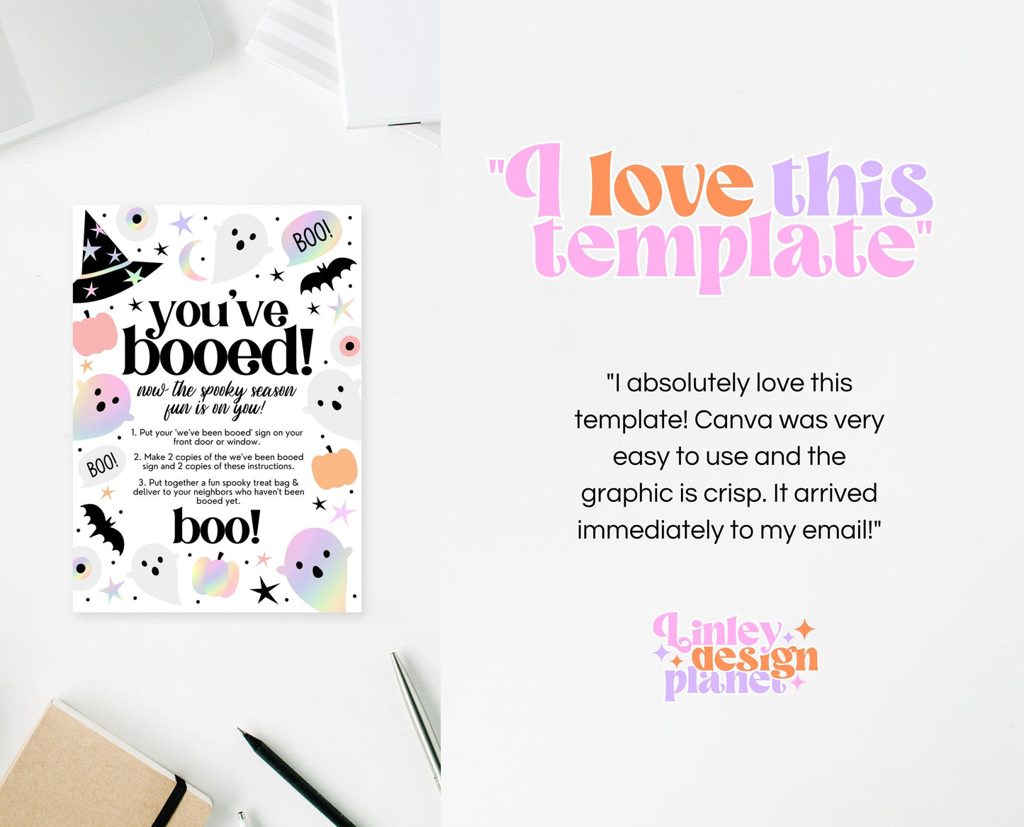 Editable You've Been Booed! Card, Halloween Printable For Friend, You've Been BOOed, Halloween Invitations, Halloween Funny Card