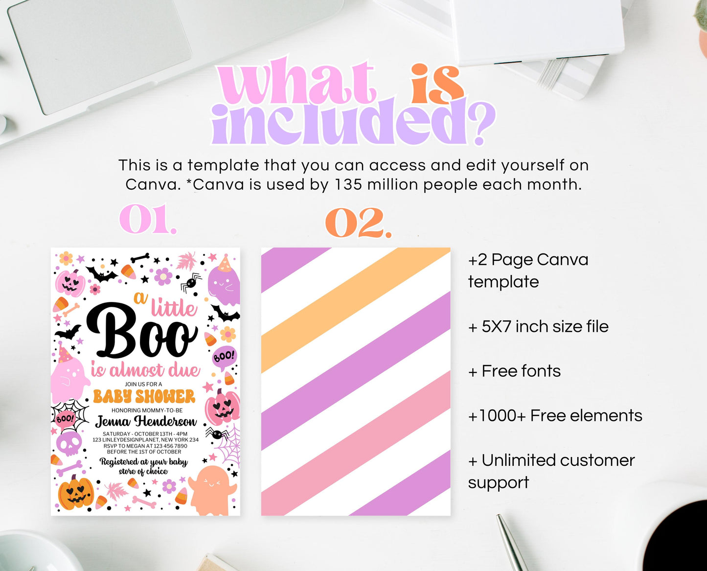 Editable Pink Halloween Baby Shower Invitation, A Little Boo Is Almost Due Baby Shower Invitation, Halloween Baby Shower Template