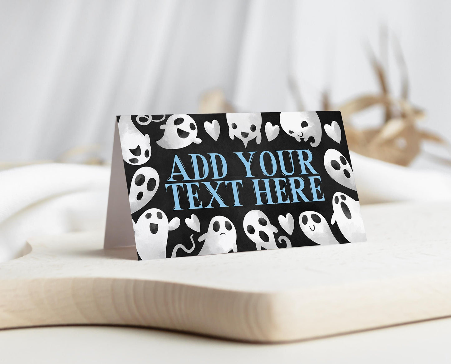 Editable Halloween Baby Shower Food Label, Boy Blue Halloween Baby Shower Tent Cards, A Little Boo Is Almost Due Baby Shower, HBSC03