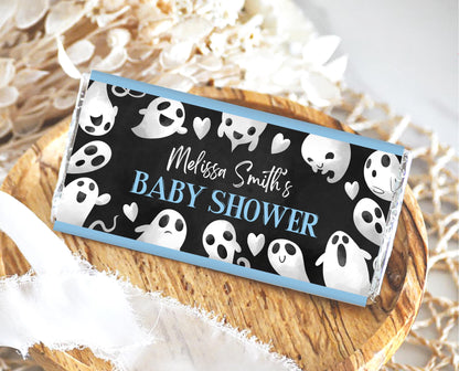 Editable Halloween Baby Shower Candy Wrapper, Boy Blue Halloween Baby Shower Chocolate Wrapper, Candy Labels, Boy Baby Shower, HBSC03