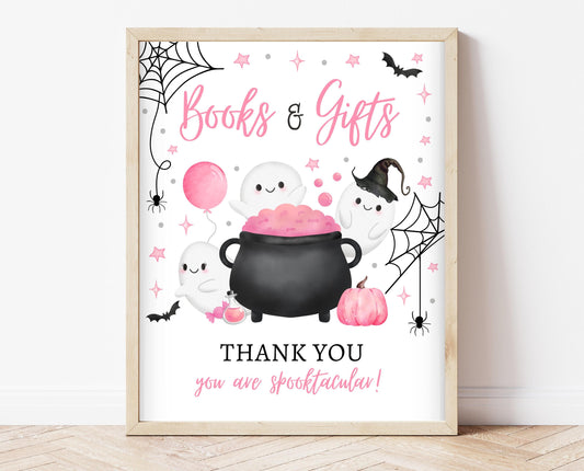 Books And Gifts Sign Halloween Baby Shower, Halloween Baby Shower Gift Sign, Printable, A Little Boo Is Almost Due Baby Shower, HBSC08