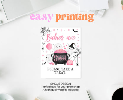 Babies Are Sweet Sign Halloween Baby Shower, Halloween Favors Sign, Printable Halloween Sign, A Little Boo Is Almost Due Baby Shower, HBSC08