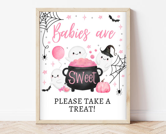 Babies Are Sweet Sign Halloween Baby Shower, Halloween Favors Sign, Printable Halloween Sign, A Little Boo Is Almost Due Baby Shower, HBSC08