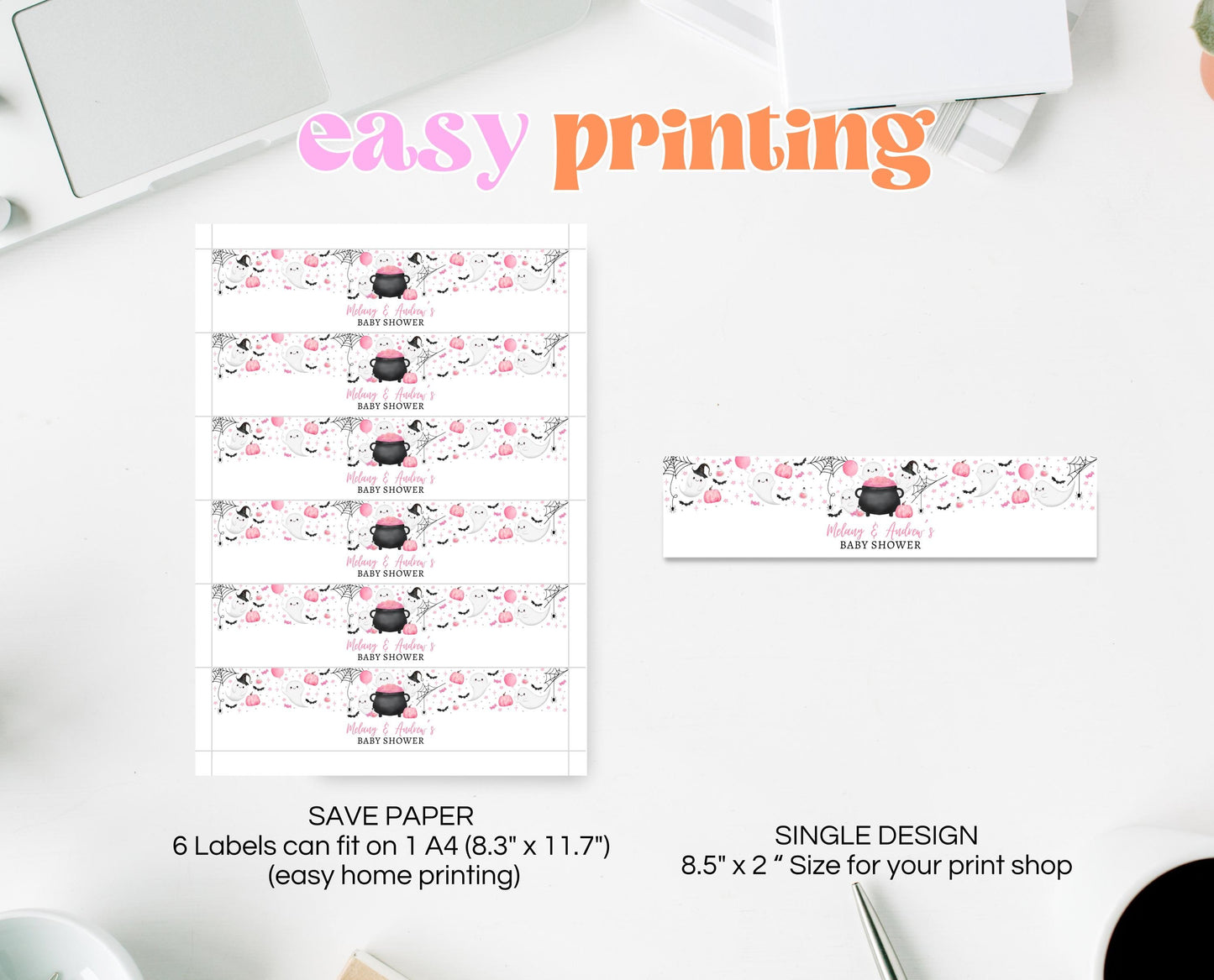 Editable A Little Boo Is Almost Due Baby Shower Water Bottle Label, Girl Baby Shower Labels, Halloween Baby Shower Bottle Sticker, HBSC08