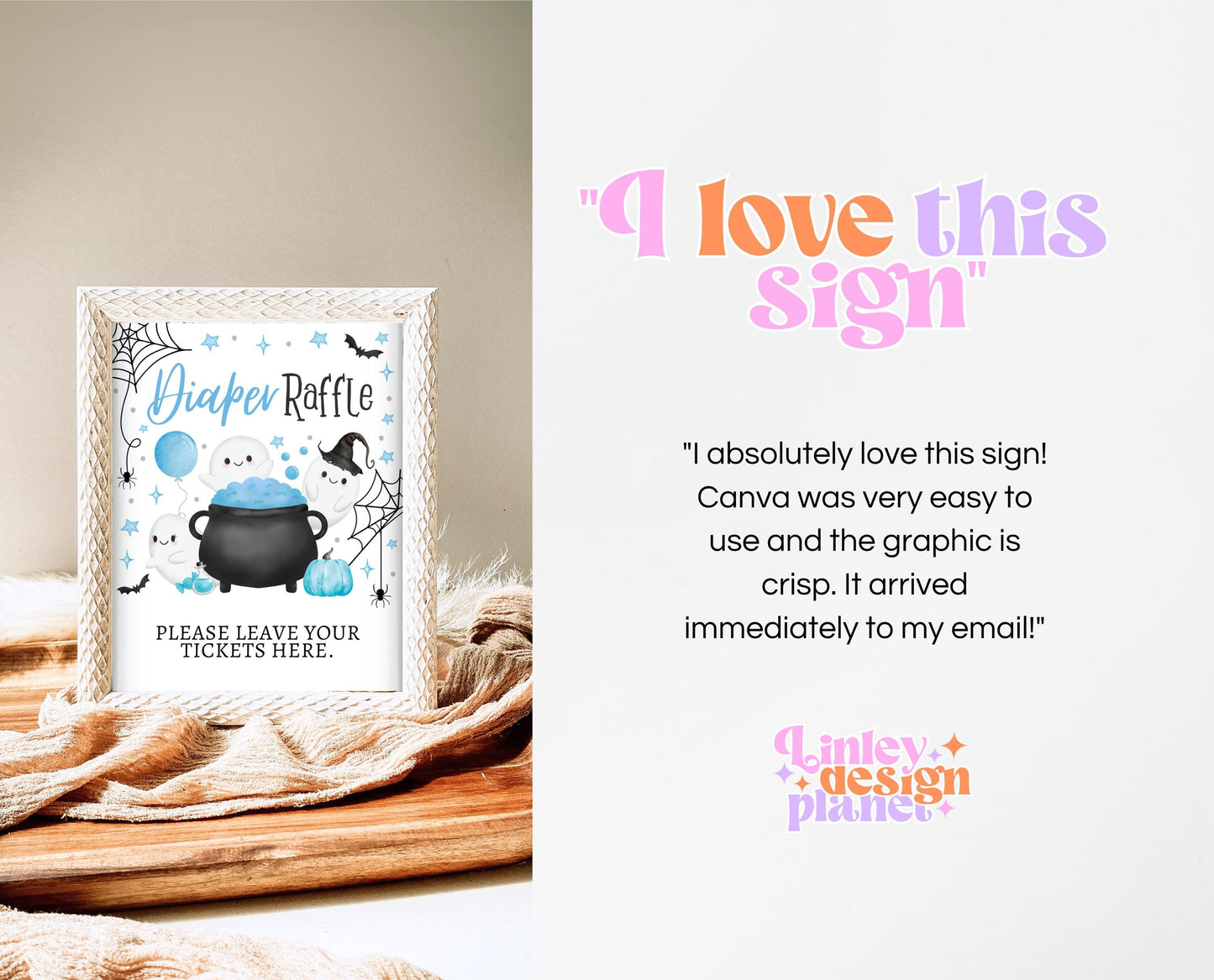 Diaper Raffle Sign Halloween Baby Shower, Blue Baby Shower Game, Printable Halloween Sign, A Little Boo Is Almost Due Baby Shower, HBSC09