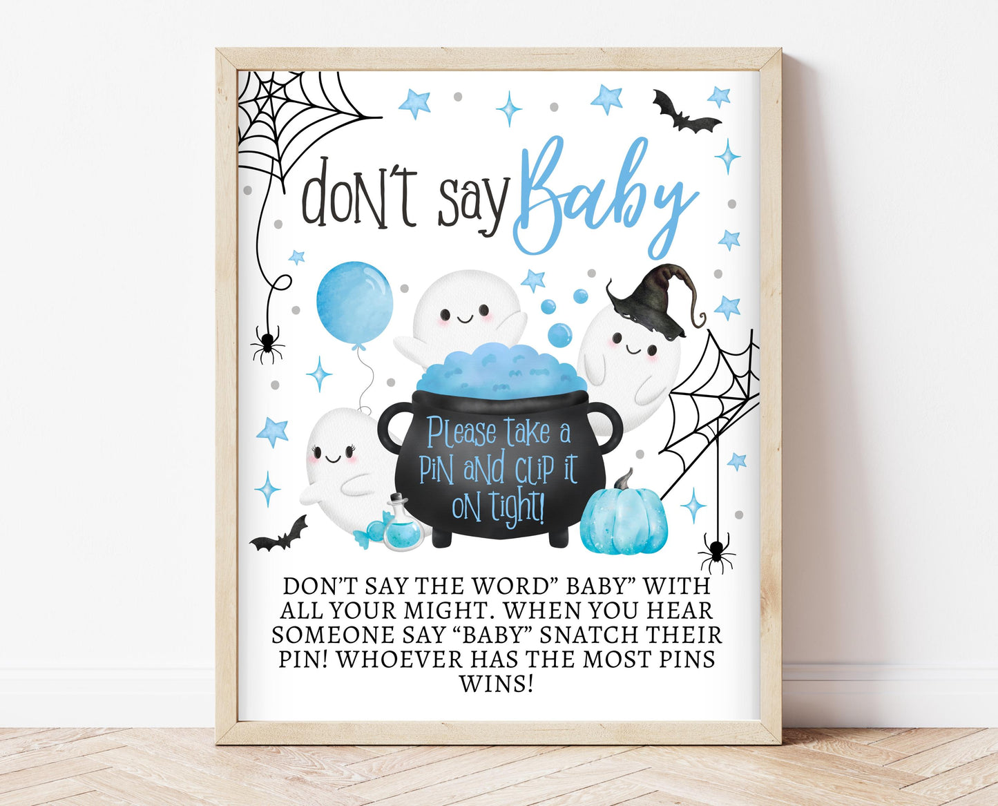 Don't Say Baby Sign Halloween Baby Shower, Baby Shower Game Sign, Printable Halloween Sign, A Little Boo Is Almost Due Baby Shower, HBSC09