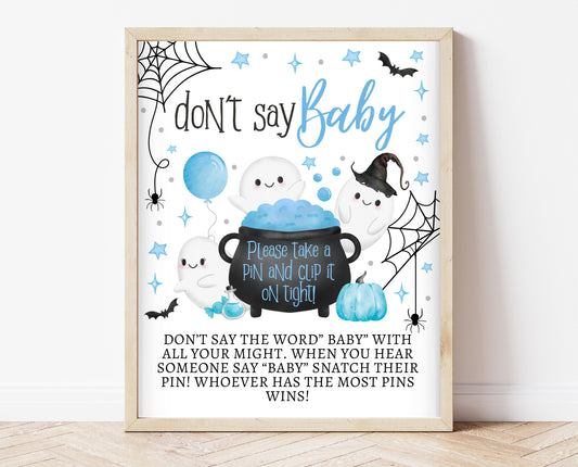 Don't Say Baby Sign Halloween Baby Shower, Baby Shower Game Sign, Printable Halloween Sign, A Little Boo Is Almost Due Baby Shower, HBSC09