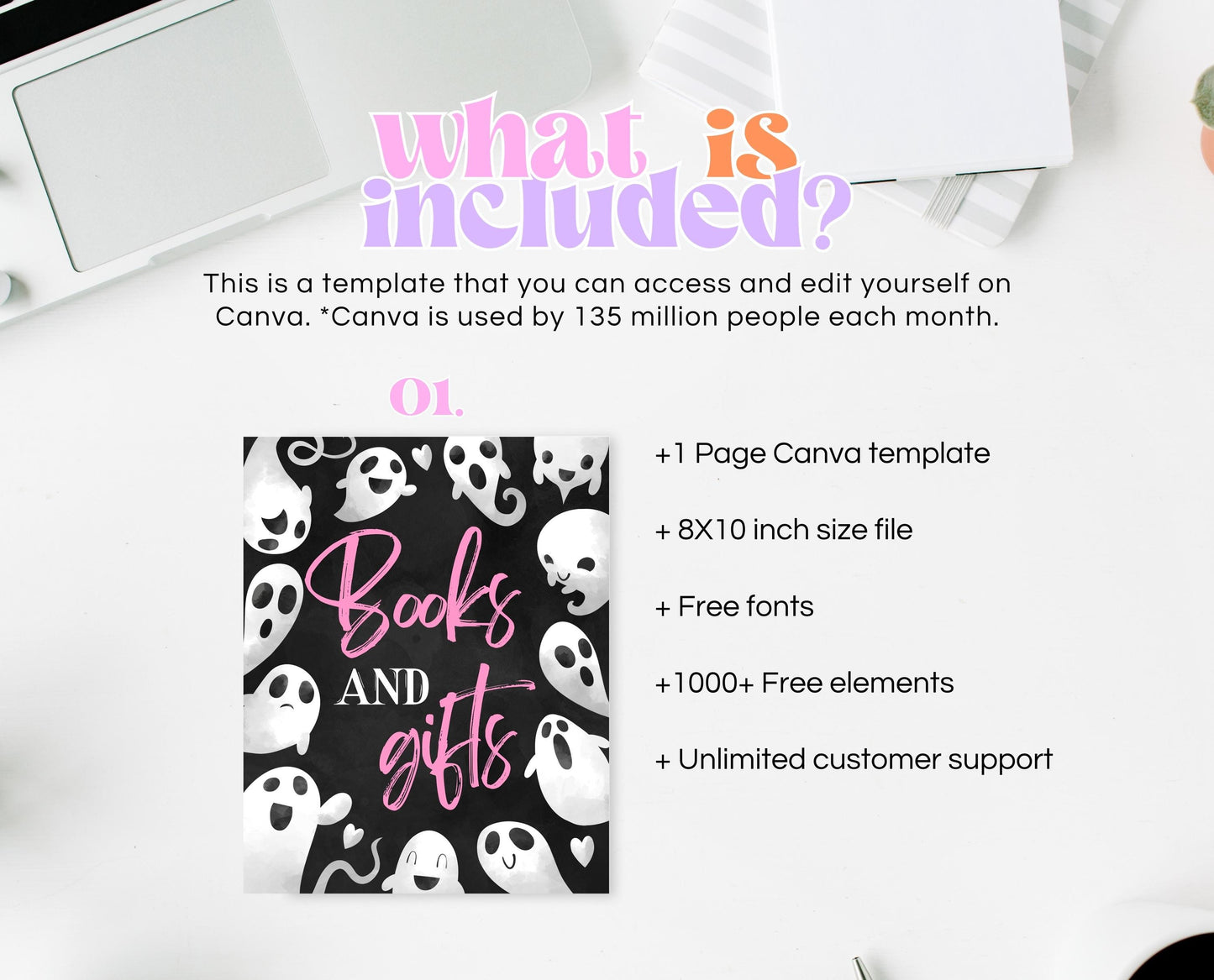 Books And Gifts Sign Halloween Baby Shower, Halloween Baby Shower Sign, Printable Halloween Sign, Pink Girl Halloween Baby Shower, HBSC04
